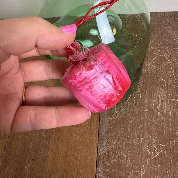 Green‎ Glass Wine Decanter Jug Vintage Italian Hand Blown Ice Chamber Terrarium - Picture 9 of 11